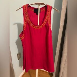 Cynthia Rowley Vibrant Dark Pink Tank with Orange Accents